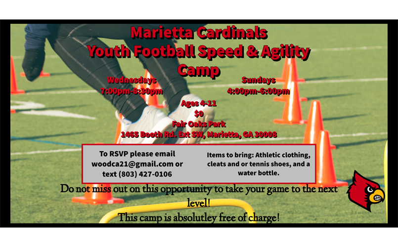 Speed & Agility Camps are held on Wed & Sun